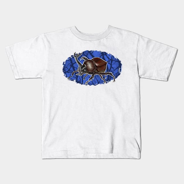 Cartoon rhinoceros beetle Kids T-Shirt by artnsoul79